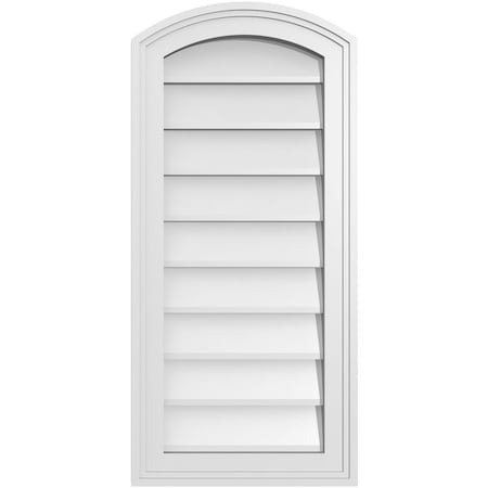 Ekena Millwork Arch Top Surface Mount PVC Gable Vent: Functional, w/ 2"W x 1-1/2"P Brickmould Frame, 14"W x 30"H GVPAR14X3002SF